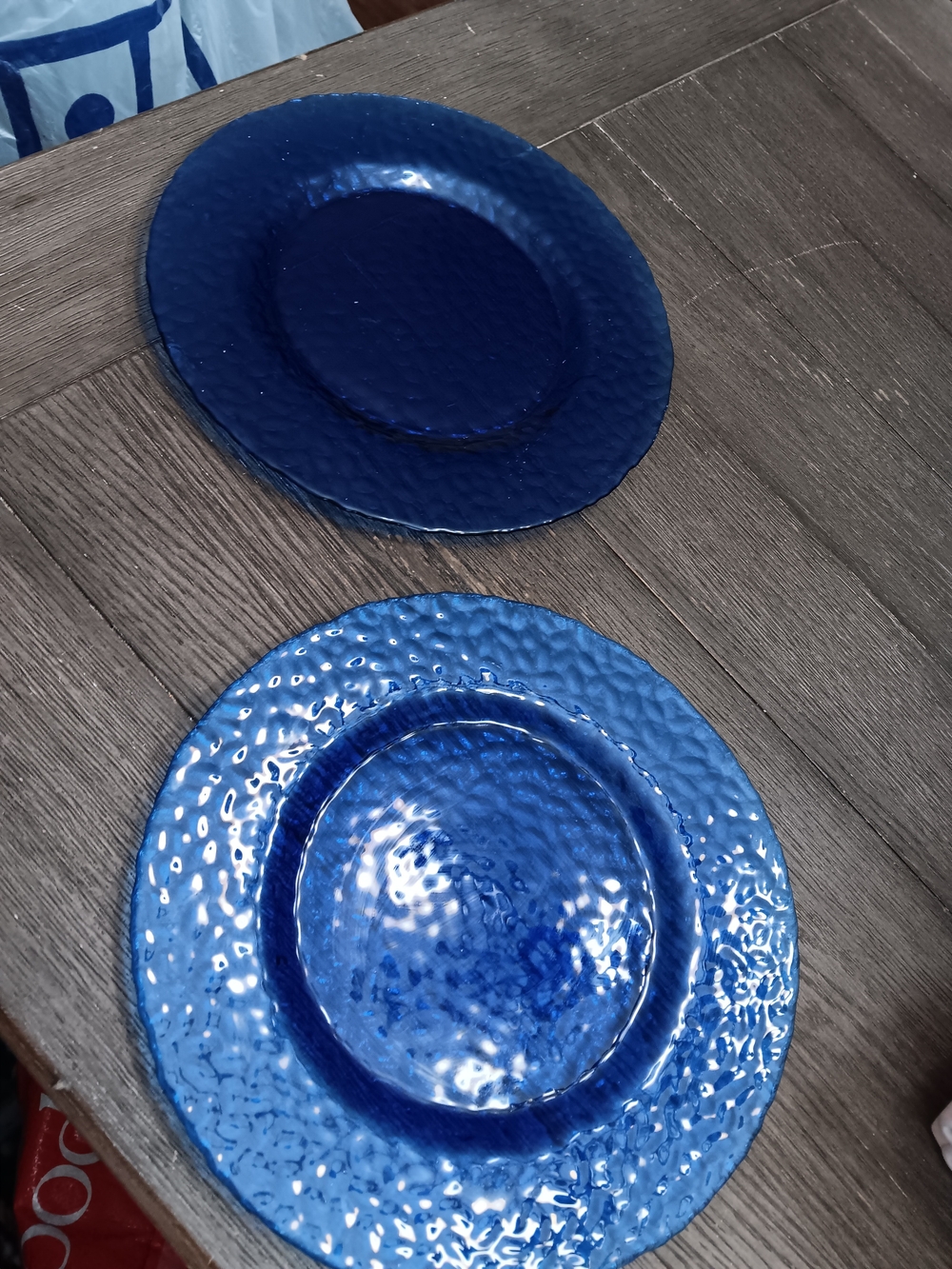 Cobalt Blue Hammered Glass 11 Inch  Salad Plate